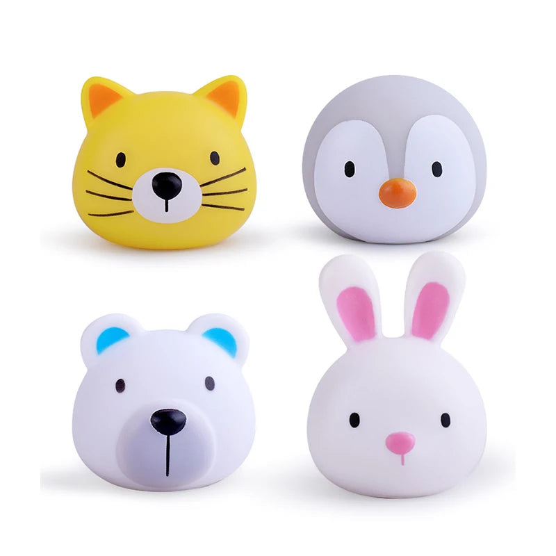 LED Light Up Toys Baby Cute Animals Bath Toy Swimming Water Soft Rubber Float Induction Luminous Duck for Kids Play Funny Gifts