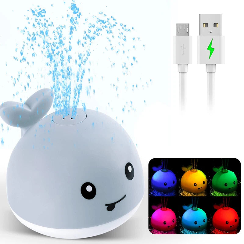 Upgraded Baby Rechargeable Bath Toy with Waterproof Light Up Whale Spray Water Bathtub for Toddlers Kids Pool Bathroom Toys