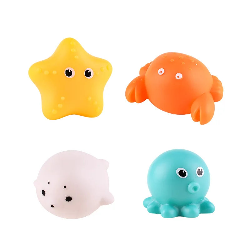 LED Light Up Toys Baby Cute Animals Bath Toy Swimming Water Soft Rubber Float Induction Luminous Duck for Kids Play Funny Gifts